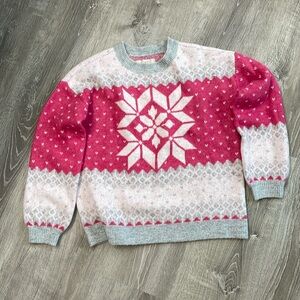 LOFT M pink snowflake sweater